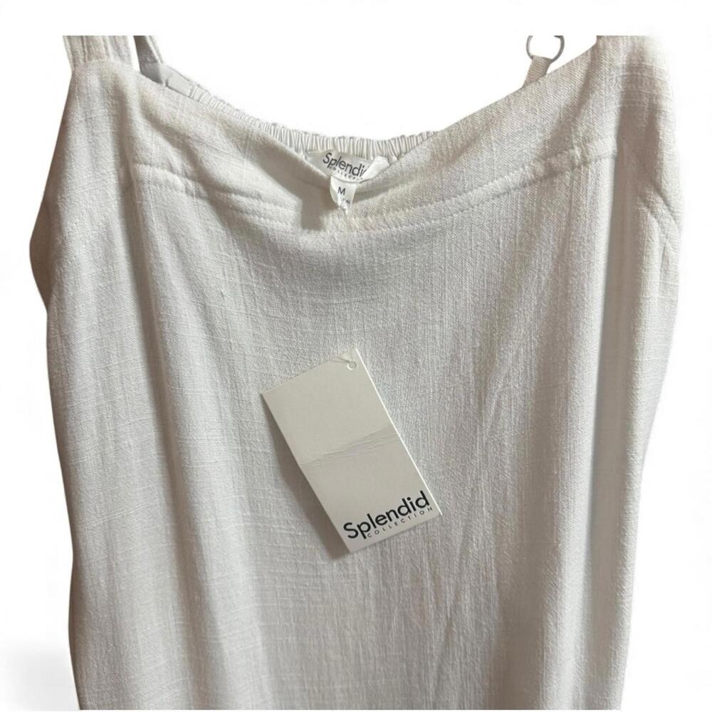 Splendid Celine Tiered Mini dress Linen Sleeveless Ramie Sheath NWT White Sz M - Picture 6 of 9